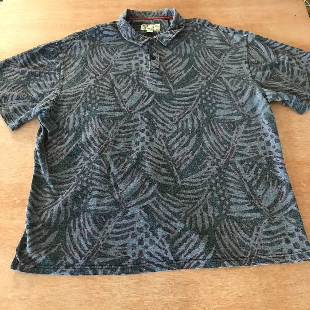 Vintage Crazy Shirts Hawaiian Polo Men XXL Gray Floral Short Sleeve Athleisure
